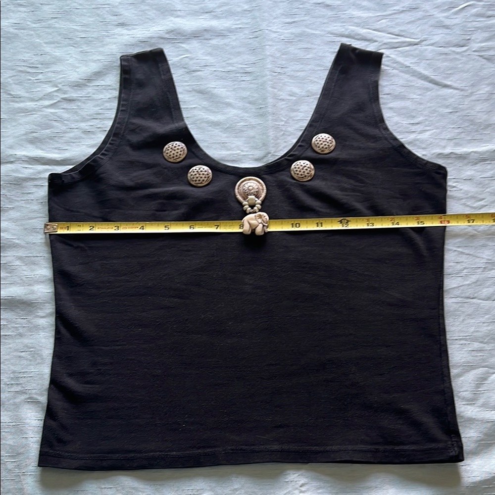 Vintage Black Sleeveless Embellished Crop Tank Top - Picture 3 of 5